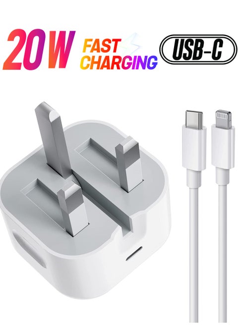 iPhone 20W USB C Fast Charger, iPhone Fast Charger Plug fast Charger Power and 1M iPhone USB C Charger Cable Compatible with i-Phone 13 12 11 Pro Max Mini X XR Xs/i-Pad, iPhone USB C Fast Charger