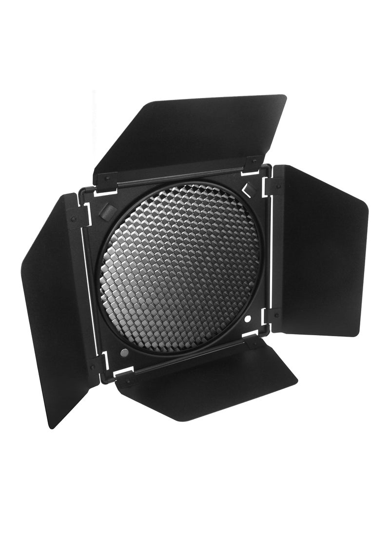 fotoconic Fotoconic BD-04 Barn Door Barndoor with Honeycomb Grid and 4 Color Gel Filters (Red Yellow Blue Green) for 7 Inch Standard Reflector  - Image 2