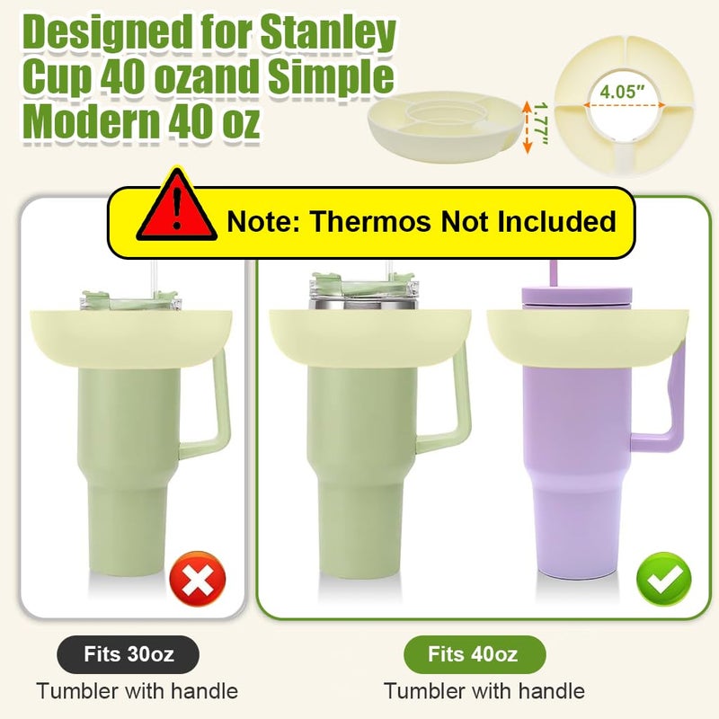 Supvox® 4-Grid Snack Tray for Stanley Cup (40oz) Snack Bowl BPA Food Grade Silicone Snack Container French Fries Fruit Foot Tray for Stanley Cup (Stanley Cup Not Include) - Image 2