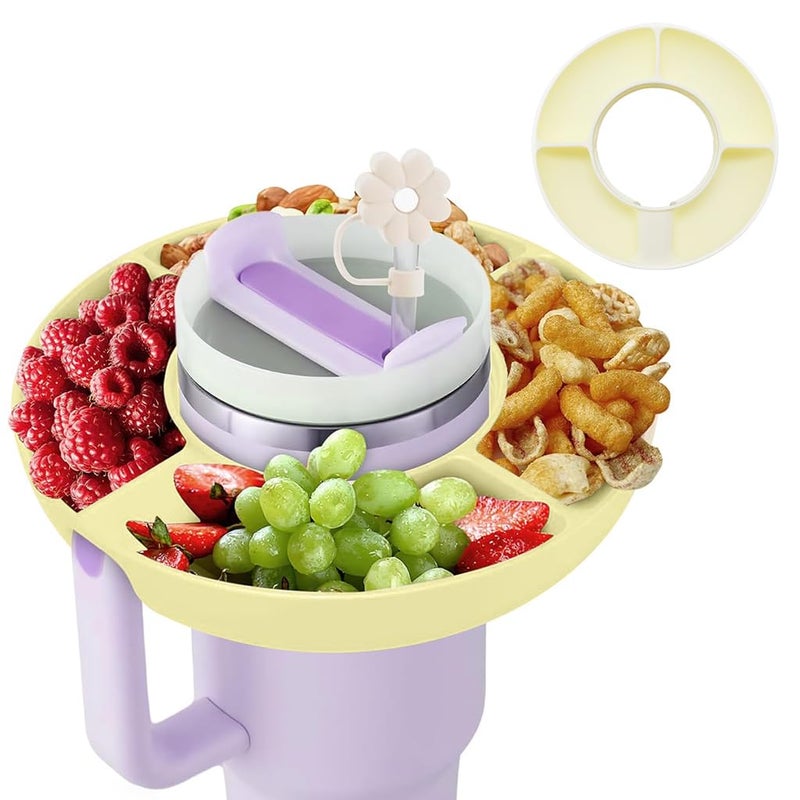 Supvox® 4-Grid Snack Tray for Stanley Cup (40oz) Snack Bowl BPA Food Grade Silicone Snack Container French Fries Fruit Foot Tray for Stanley Cup (Stanley Cup Not Include) - Image 1