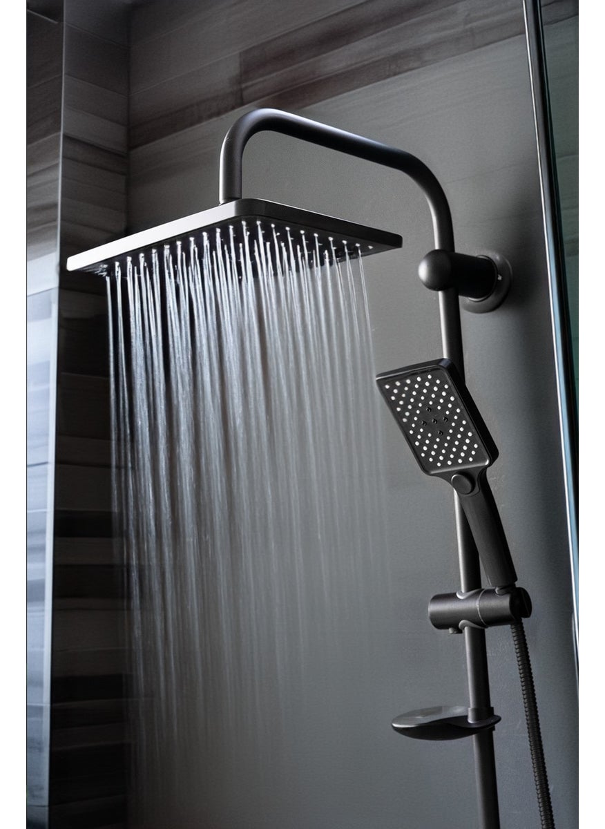 Ömas Otomasyon Ömas Automation Premium Matte Black Top Shower Set, Matte Black Irrigation Top Shower Set, Premium Robot Shower Set  - Image 2