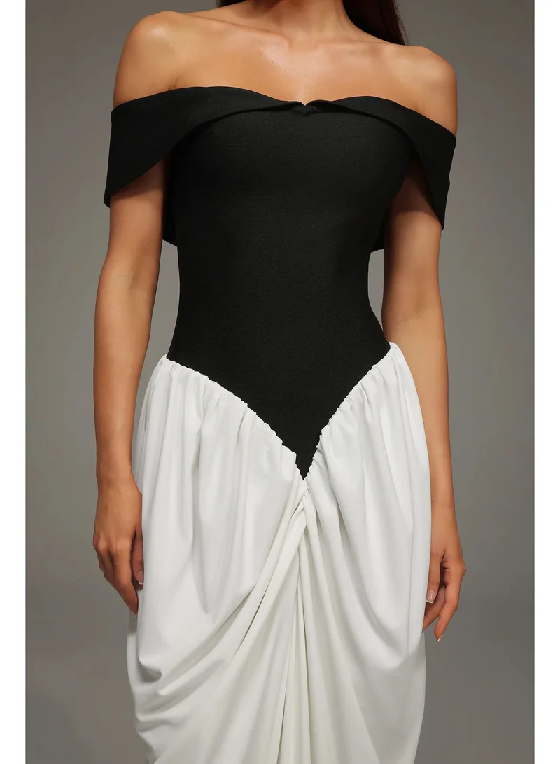 Bella Barnett  Leha Sleeveless Off The Shoulder Wrinkles Bandage Maxi Dress for Women | Best Price UAE