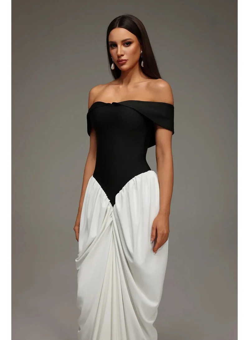 Bella Barnett  Leha Sleeveless Off The Shoulder Wrinkles Bandage Maxi Dress for Women | Best Price UAE