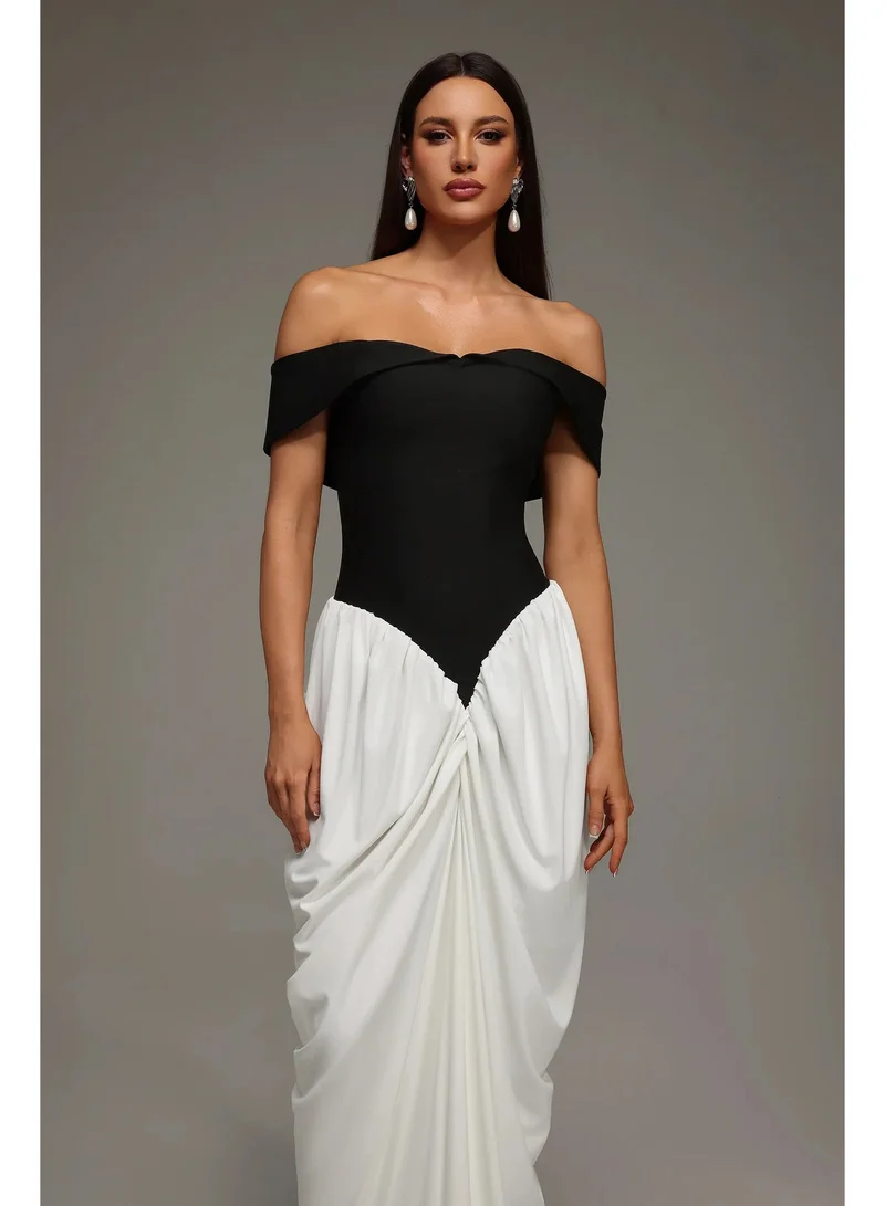 Bella Barnett  Leha Sleeveless Off The Shoulder Wrinkles Bandage Maxi Dress for Women | Best Price UAE
