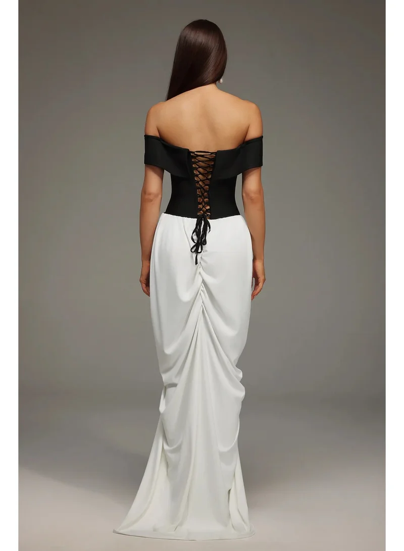 Bella Barnett  Leha Sleeveless Off The Shoulder Wrinkles Bandage Maxi Dress for Women | Best Price UAE