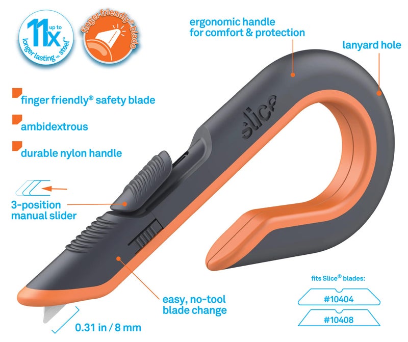 Slice 10503 Box Cutter, Retractable, Utility Knife, Finger Friendly edge, Stays Sharp up to 11x Longer Than Metal , 6 Pack - Image 2