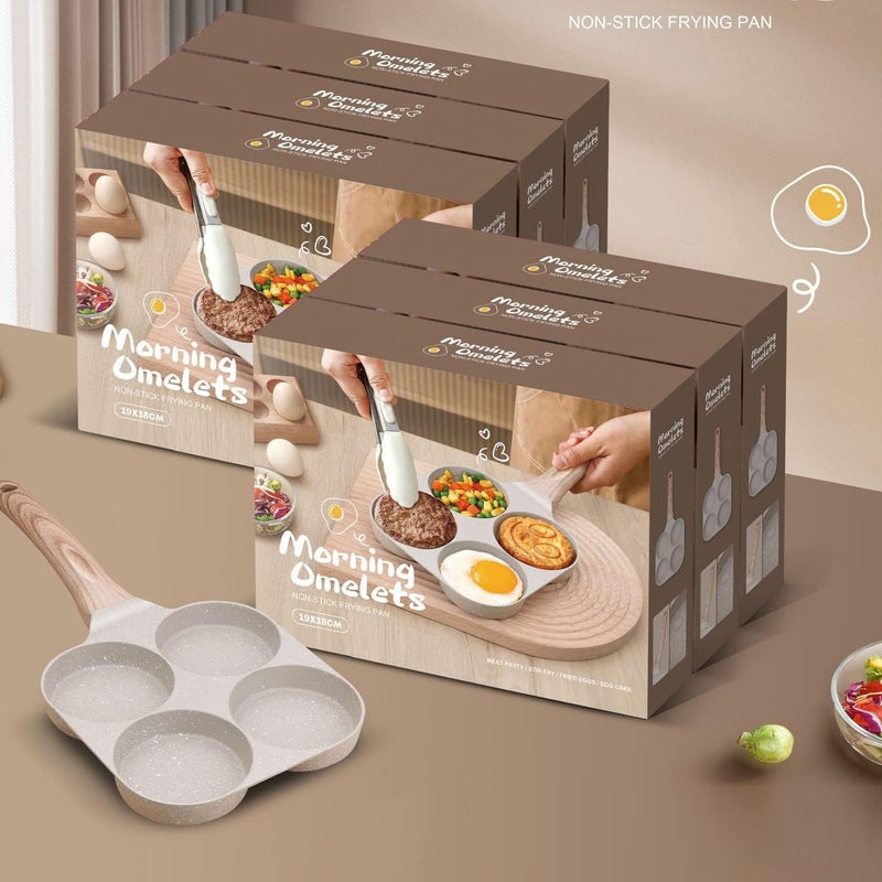 MIUGO Four-Cup Fried Egg Pan, Medical Stone Non-Stick Frying Pan for Breakfast,Divided Egg Omelet Pans Suitable for Gas Stove and Induction Cooker (3-inch eggs) - Image 5