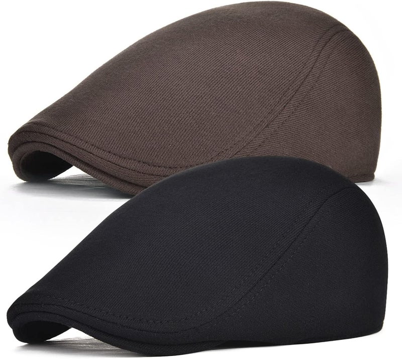 FEINION Men Cotton Newsboy Cap Soft Fit Cabbie Hat - Image 1