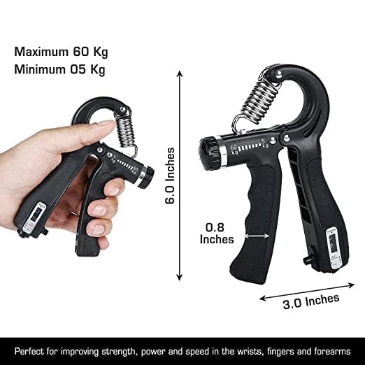 Dezna hand grip hang gripper For Exercise Adjustable In Hand, Hand Grip With Count Contact And Solid Tension Spring, Finger Exercise Power Gripper -5 to 60kg Hand Gripper For Men Or Women (Black) - Image 3