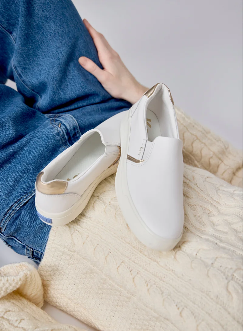 Keds Egret/Champagne Keds Women's Pursuit Leather Slip On  Casual Sneaker White for Women | Best Price UAE