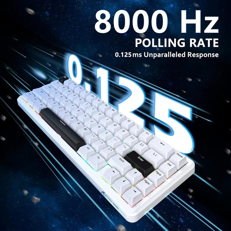 ATTACK SHARK X65 HE Wired Rapid Trigger Magnetic Switch 65% Mechanical Gaming Keyboard, Hall Effect Top Mount RGB Hot Swap,Adjustable Actuation,8KHZ Polling Rate,PBT Keycaps for Win/Mac(White Contour) - Image 3