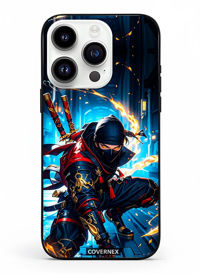 Covernex Apple iPhone 14 Pro Protective Case Cover Printed Featuring Katana Warrior Cyber Ninja Action Illustration - Image 2