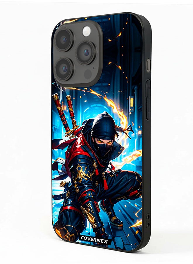 Covernex Apple iPhone 14 Pro Protective Case Cover Printed Featuring Katana Warrior Cyber Ninja Action Illustration - Image 1