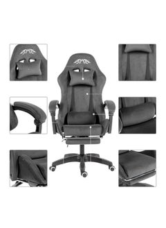 Denzoz Gaming Chair Office Chair with Footrest Racing Ergonomic Chair Flannelette Reclining Video Game Chair Adjustable Armrest High Back Gamer Chair with Headrest and Lumbar Support  - Image 2