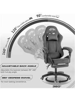 Denzoz Gaming Chair Office Chair with Footrest Racing Ergonomic Chair Flannelette Reclining Video Game Chair Adjustable Armrest High Back Gamer Chair with Headrest and Lumbar Support  - Image 4