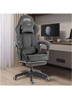 Denzoz Gaming Chair Office Chair with Footrest Racing Ergonomic Chair Flannelette Reclining Video Game Chair Adjustable Armrest High Back Gamer Chair with Headrest and Lumbar Support  - Image 5
