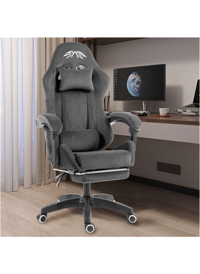 Denzoz Gaming Chair Office Chair with Footrest Racing Ergonomic Chair Flannelette Reclining Video Game Chair Adjustable Armrest High Back Gamer Chair with Headrest and Lumbar Support  - Image 5