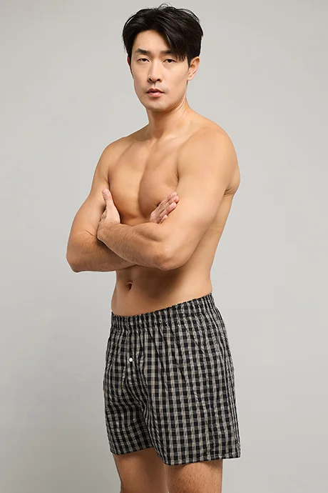 أر أند بي Plaid Boxer with Elastic Waist
