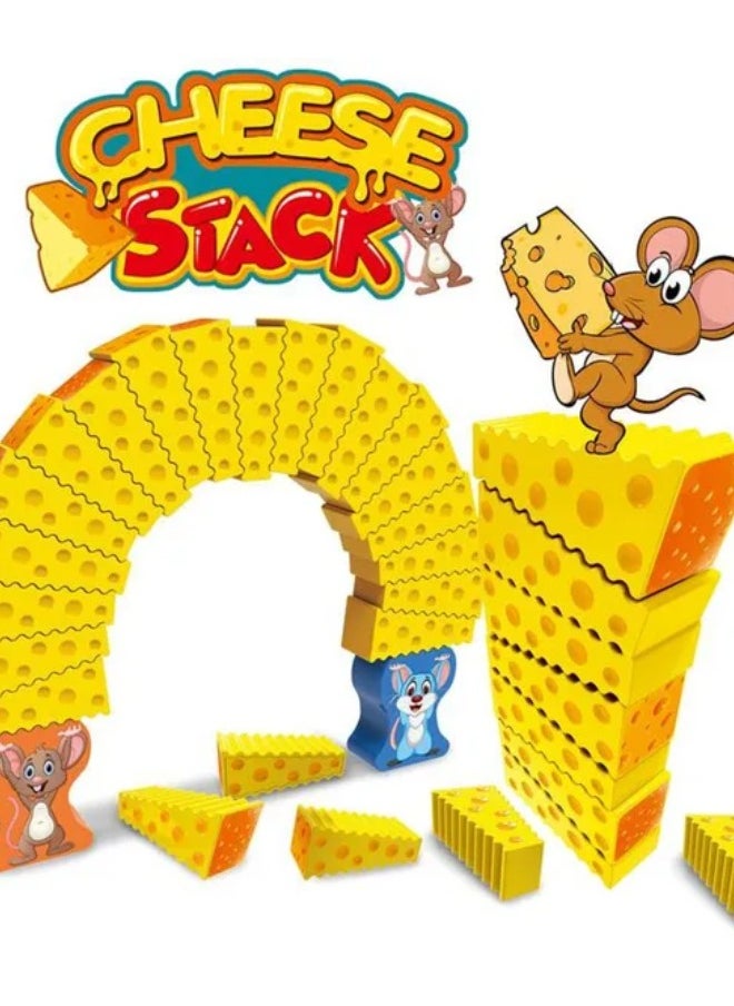 Kingso Toys CHEESE STACK FAMILY GAME BUILDS PRESCHOOL ESSENTIALS 1-4 PLYERS +3 YEARS - CONTACT TOW MOUSE PIECES - 20 PLASTIC CHEESE WEDGES STICKERS - INSTRUCTION  - Image 3