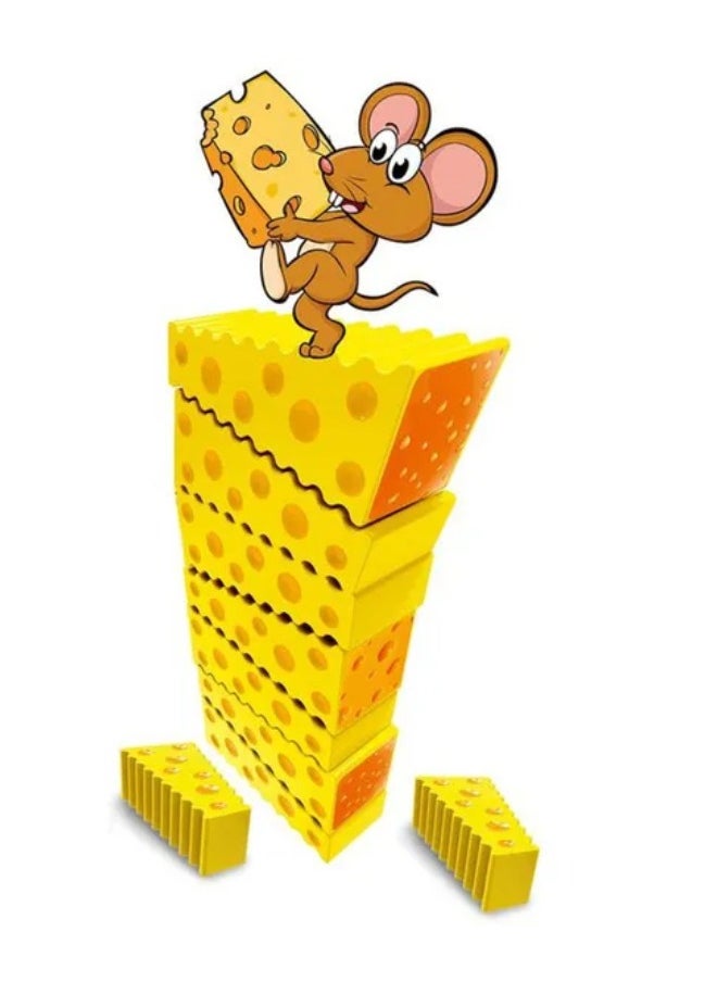 Kingso Toys CHEESE STACK FAMILY GAME BUILDS PRESCHOOL ESSENTIALS 1-4 PLYERS +3 YEARS - CONTACT TOW MOUSE PIECES - 20 PLASTIC CHEESE WEDGES STICKERS - INSTRUCTION  - Image 2