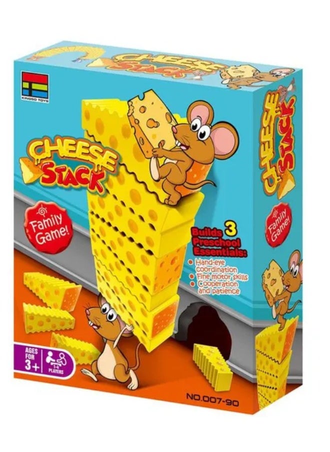 Kingso Toys CHEESE STACK FAMILY GAME BUILDS PRESCHOOL ESSENTIALS 1-4 PLYERS +3 YEARS - CONTACT TOW MOUSE PIECES - 20 PLASTIC CHEESE WEDGES STICKERS - INSTRUCTION  - Image 1