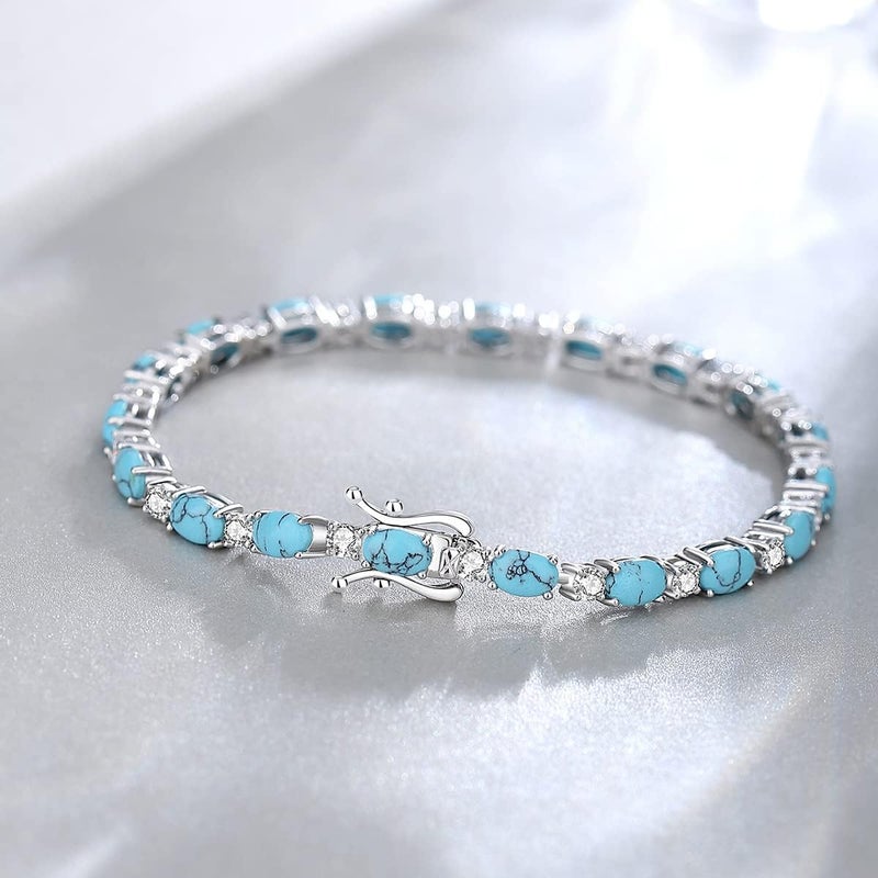 Fancime Birthstone Bracelets Sterling Silver Tennis Bracelets Charm Fine Jewelry Christmas Gifts for Women 7" - Image 2