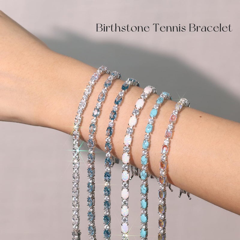 Fancime Birthstone Bracelets Sterling Silver Tennis Bracelets Charm Fine Jewelry Christmas Gifts for Women 7" - Image 5