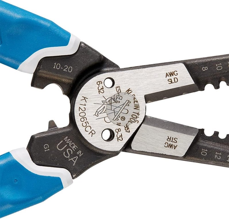 Klein Tools K12065CR Wire Stripper / Cutter / Crimper Tool, Made in USA, for Cutting, Stripping, Crimping, Twisting (8-18 AWG solid, 10-20 AWG stranded) - Image 4