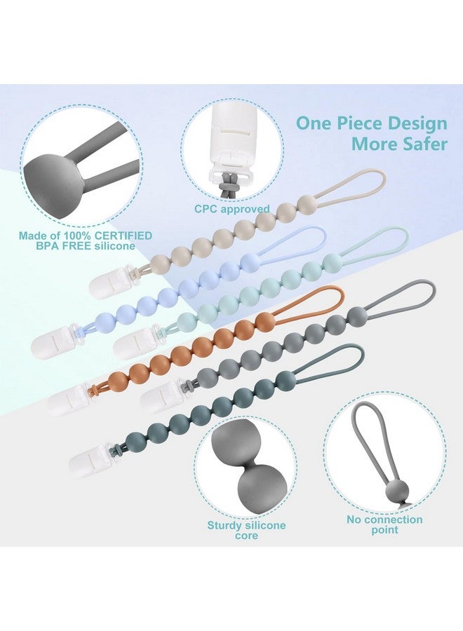 NASHRIO 6-Pack Silicone Pacifier Clips for Baby Boys and Girls - One-Piece Beads, Rust-Free Holders, Teething Relief, Baby Necessities, Newborn Safe Baby Essentials - Image 3