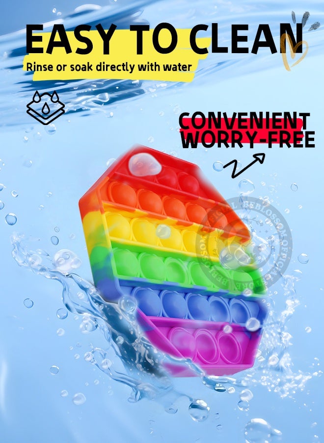 BEBLOSSOM 4 Pack Rainbow Pop It Fidget Toy - 4 Shapes (Heart/Circle/Octagon/Square) Bubble Sensory Toy for Kids Adults, Stress Relief Poppers - Image 5