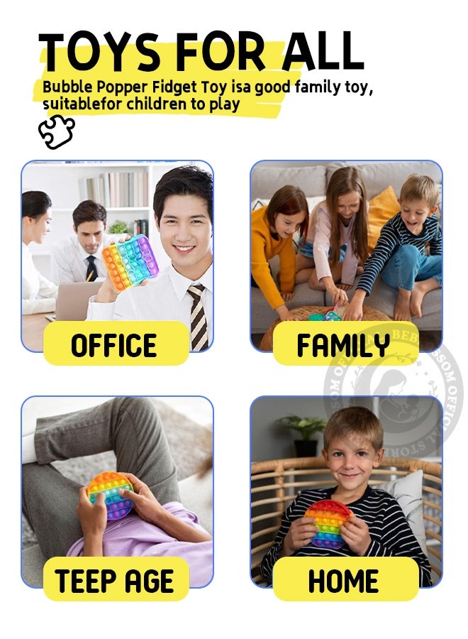 BEBLOSSOM 4 Pack Rainbow Pop It Fidget Toy - 4 Shapes (Heart/Circle/Octagon/Square) Bubble Sensory Toy for Kids Adults, Stress Relief Poppers - Image 2