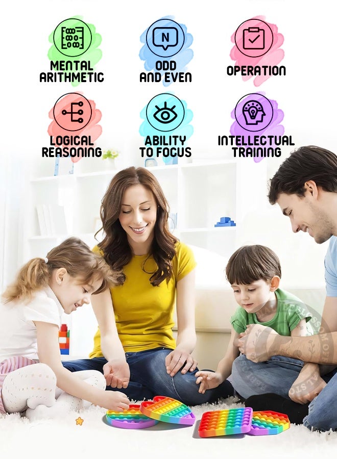 BEBLOSSOM 4 Pack Rainbow Pop It Fidget Toy - 4 Shapes (Heart/Circle/Octagon/Square) Bubble Sensory Toy for Kids Adults, Stress Relief Poppers - Image 3