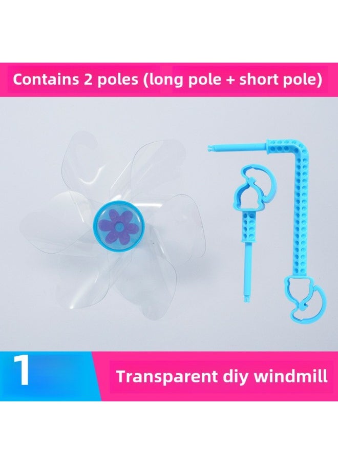 Scooter Windmill Baby Stroller Children's Bicycle Baby Stroller Bicycle Rotating Cartoon Windmill Decoration Wholesale-Color:Transparent DIY Windmill  - Image 1