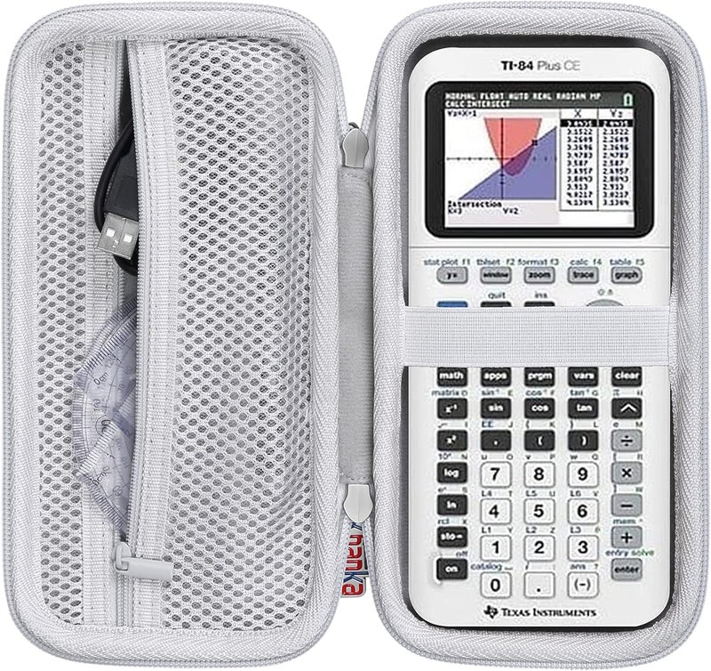 Khanka حافظة تخزين لآلة حاسبة Texas Instruments TI - 84 Python/TI-83 Plus/TI-84 Plus/TI-84 Plus CE الملونة، حافظة فقط (أبيض ساطع) - Image 1