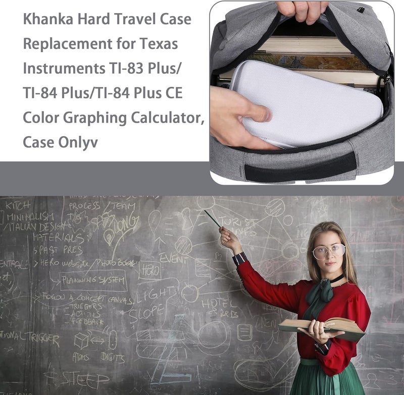 Khanka حافظة تخزين لآلة حاسبة Texas Instruments TI - 84 Python/TI-83 Plus/TI-84 Plus/TI-84 Plus CE الملونة، حافظة فقط (أبيض ساطع) - Image 3