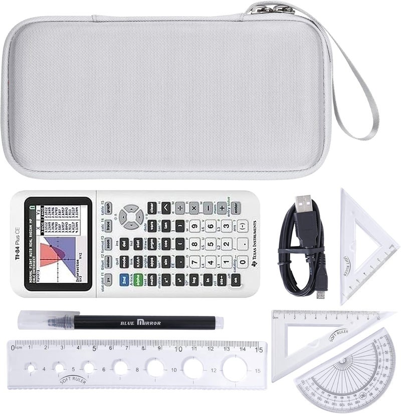 Khanka حافظة تخزين لآلة حاسبة Texas Instruments TI - 84 Python/TI-83 Plus/TI-84 Plus/TI-84 Plus CE الملونة، حافظة فقط (أبيض ساطع) - Image 5