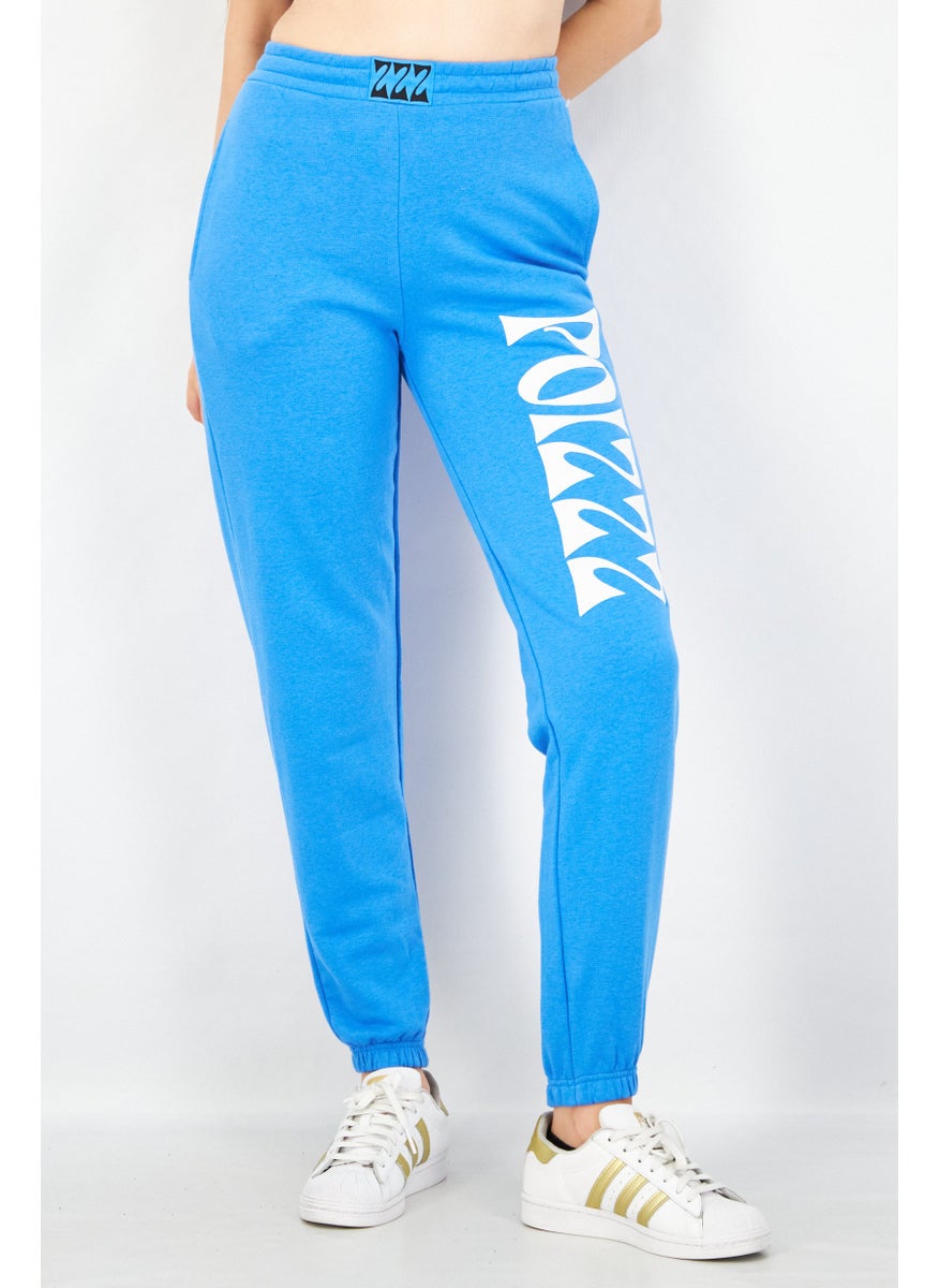 Don't Call Me Jennyfer - Women Pull On Graphic Print Jogger Pant, Blue - Image 1