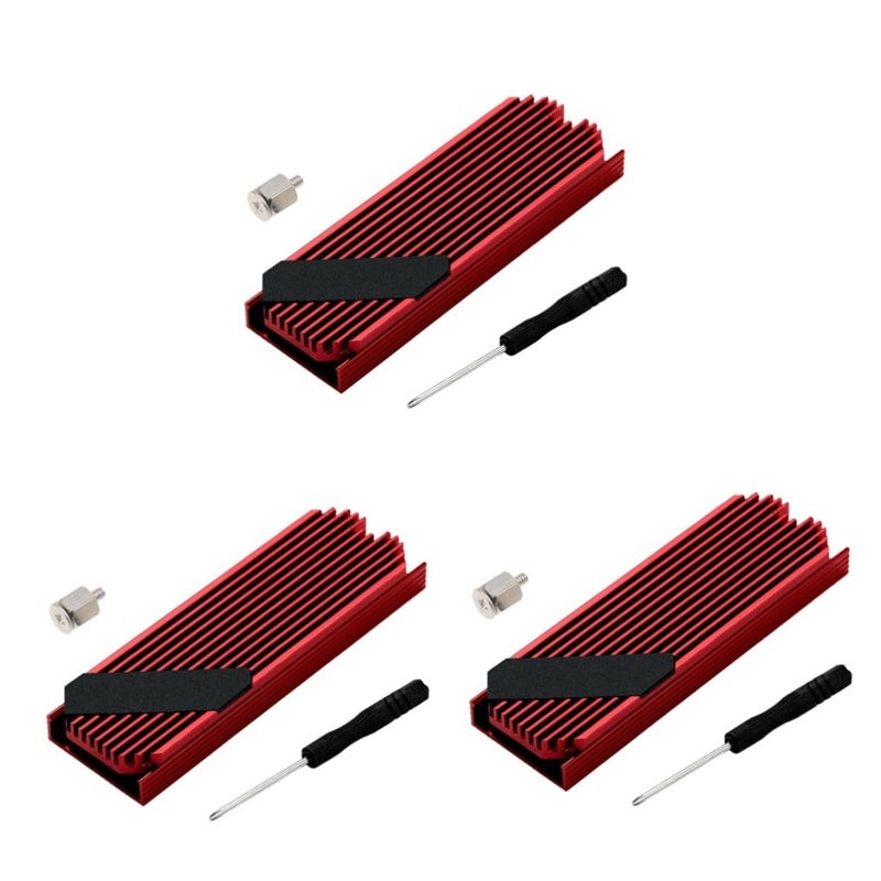 مشتت حرارة من الألومنيوم لـ SSD مع وسادة حرارية، مجموعة من 3 قطع لتبديد حراري فعال - Image 2
