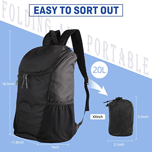 DOVO Hiking Backpack, Waterproof and Wear-resistant Lightweight Backpack Packable,Outdoor Travel Camping Daypack Foldable-BLACK - Image 2