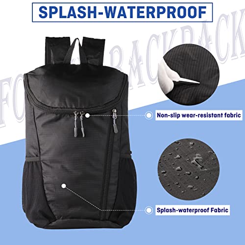 DOVO Hiking Backpack, Waterproof and Wear-resistant Lightweight Backpack Packable,Outdoor Travel Camping Daypack Foldable-BLACK - Image 3