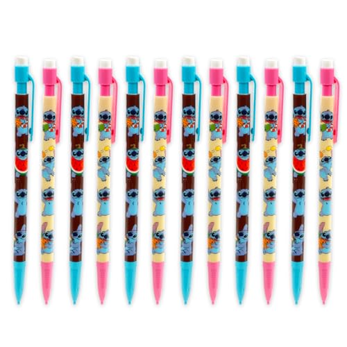 Disney 10 Count Stitch Mechanical Pencils for Classroom Set - School Supplies Bundle with 10 Pencils, 4 Erasers, Plus Stickers, More | Lilo and Stitch School Supplies for Kids, Boys, Girls - Image 2