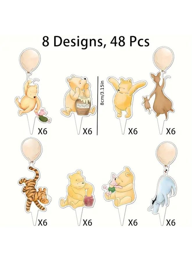 48 Piece Winnie The Pooh Insert Card Set Birthday Party Decoration Sign Gift - Image 3