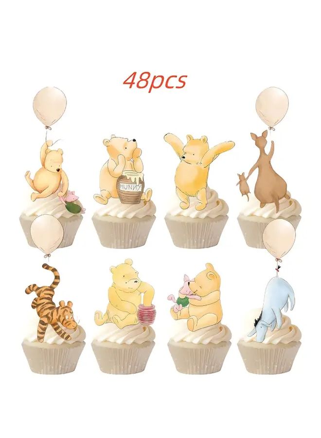 48 Piece Winnie The Pooh Insert Card Set Birthday Party Decoration Sign Gift - Image 1
