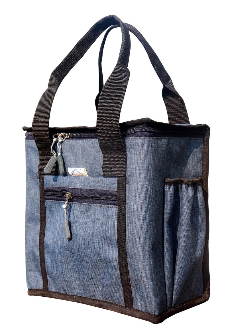HOMECUTE Thermal Insulated Lunch Bag/Storage Bag/Large Tiffin Bag for Men,Women and Kids,Travel Lunch Pouch Food Storage Bag with Handle,Ideal for Office School College and Picnic (Square Blue) - Image 1