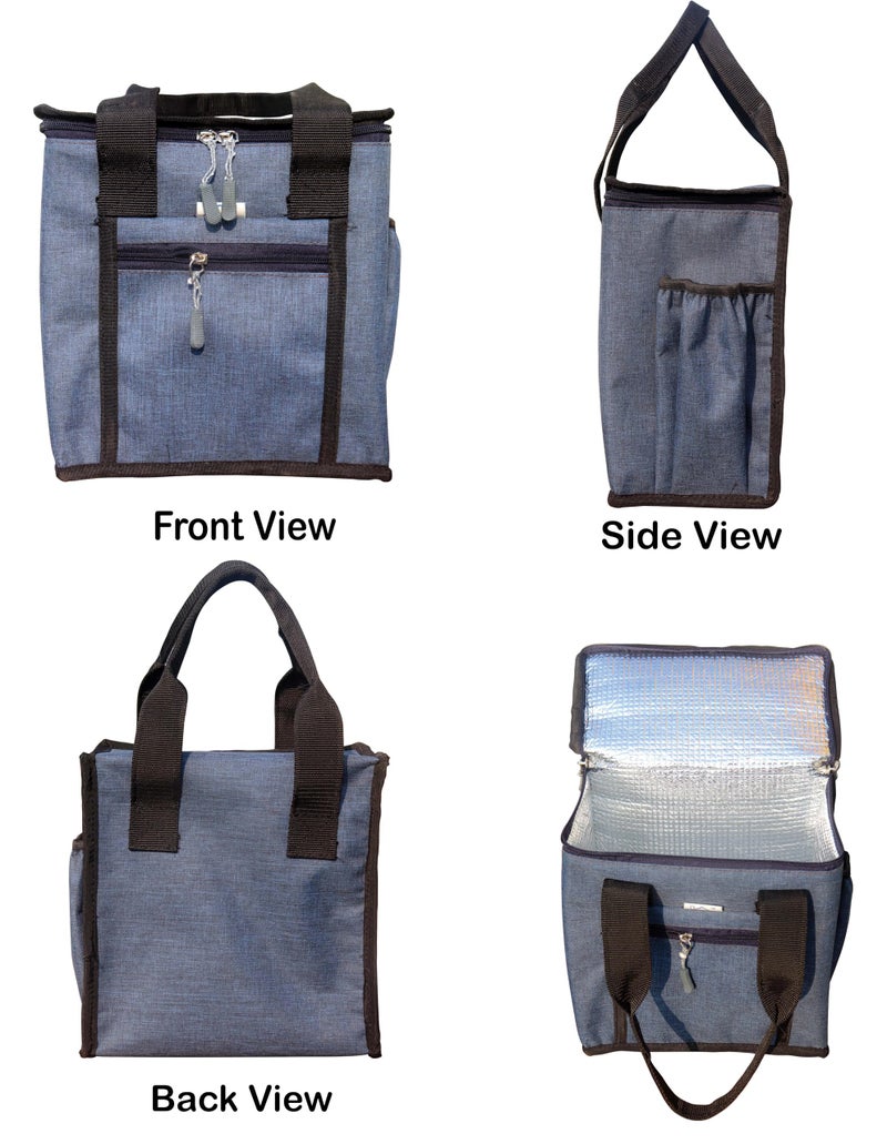 HOMECUTE Thermal Insulated Lunch Bag/Storage Bag/Large Tiffin Bag for Men,Women and Kids,Travel Lunch Pouch Food Storage Bag with Handle,Ideal for Office School College and Picnic (Square Blue) - Image 5