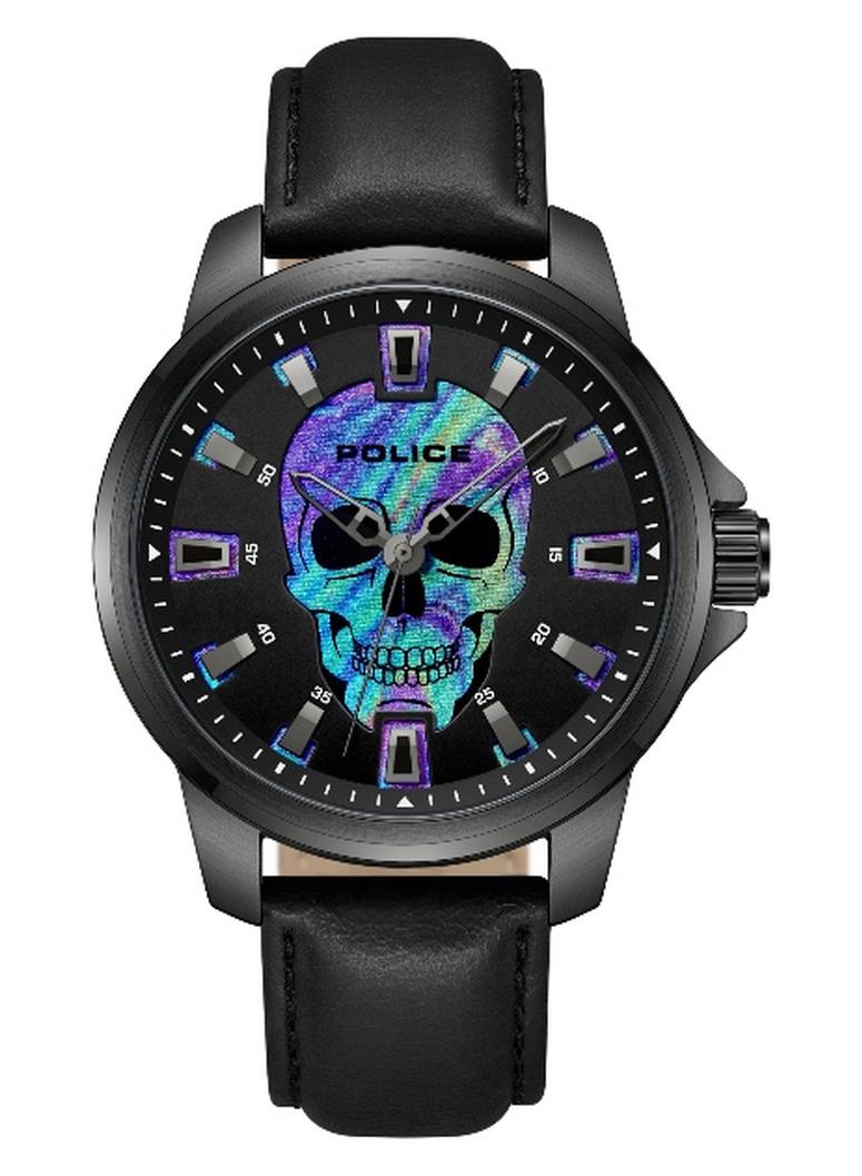 POLICE Men Mensor Men's Black Dial Black Genuine Leather Strap Analog Watch 44mm - Image 1