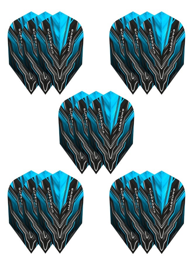 Harrows SUPERGRIP Ultra Flights| Set of x5 Premium Extra Strong Dart Flight Bag (15 Flights) (Blue) - Image 1