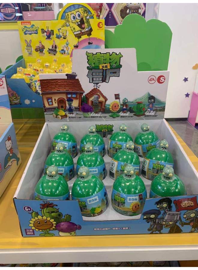 Tidal Rise Anime Plant War Zombie Gashapon Puzzle Building Blocks KT Gashapon Spongebob Blind Box Children's Toys