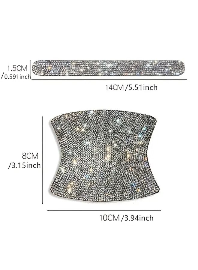 Blue And White 8pcs Car Door Handle Diamond Anti Collision Stickers Protect Paint - Image 3