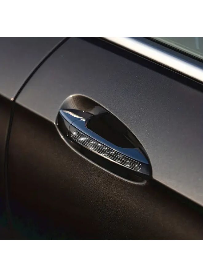 Blue And White 8pcs Car Door Handle Diamond Anti Collision Stickers Protect Paint - Image 5